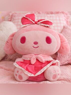 Sanrio My Melody Plush Pink Dress Bow Hello Kitty Friends Stuffed Animal